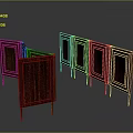 Elegant Wooden Room Dividers With Intricate Grain And Metal Legs Design