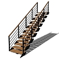 Lattice steel staircase wrought iron stair railing 3d model