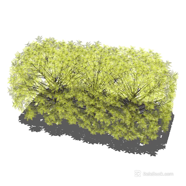 Lush Green Yellow Bushes With Dense Foliage In Garden Landscape 3d model 