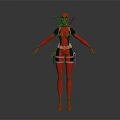 Red Black Tight Game Movie Character With Back Swords Utility Belt Ammunition Pouches Gloves Boots