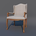 Elegant Classic Dining Chair With Wooden Frame Armrests And Light Fabric Seat Backrest
