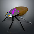 3D Insect Model With Yellow Back Purple Patterns Silver Head And Black Legs 3d model