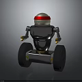 Robot Character With Red Top Transparent Body Metallic Structure Mechanical Arms And Wheels
