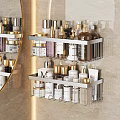 Modern Wall Mounted Bathroom Shelf With Gold Accents Layers For Skincare Products And Toiletries