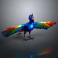 Colorful Bird With Spread Vibrant Rainbow Wings Blue Body And Iridescent Feathers
