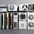 Various Types of Air Conditioners and Fans with Modern Designs for Home Use