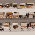 Various Street Food Carts With Awnings Tables And Different Design Styles