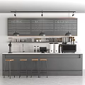 Modern Bar Counter Interior With Hanging Menu Board Coffee Machine And Wooden Stools
