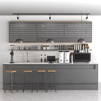 Modern Bar Chair Combination Coffee Shop Bar 3d model