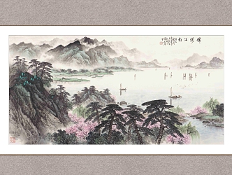 Decorative Painting Splendid Jiangnan Lu Xingtang Landscape Painting 3d model