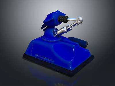 Blue Robot Character With Mechanical Arm And Stable Base Structure 3d model