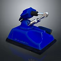 Blue Robot Character With Mechanical Arm And Stable Base Structure
