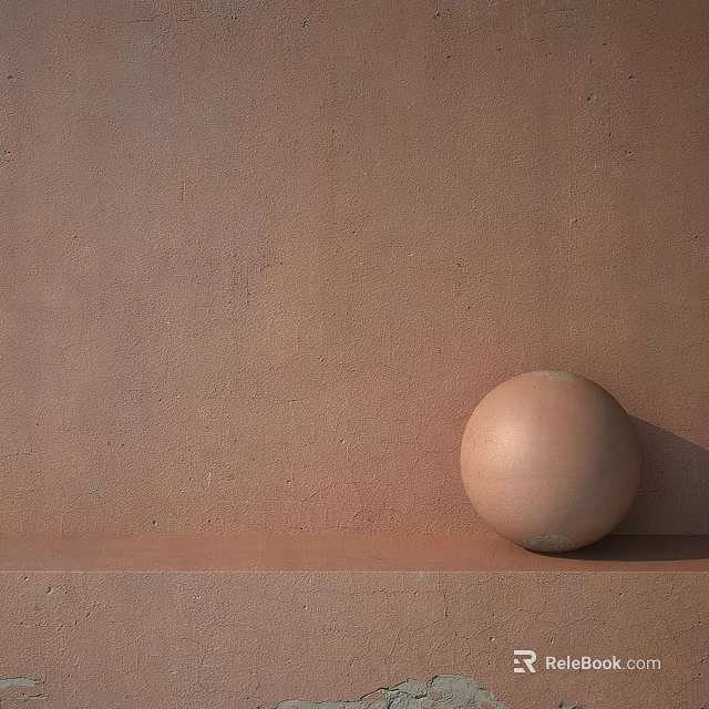 Smooth Brown Sphere Placed On Brown Surface Against Textured Brown Wall 3d model