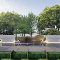 Modern Garden Feature Wall With Lush Trees And Water Reflection In Landscape Design
