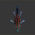 Fantasy Blue Crocodile With Red Stripes Sharp Teeth And Claws