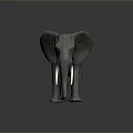 Gray Elephant Model With Ivory Tusks And Skin Texture On Dark Background