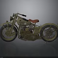 Classic Vintage Military Green Motorcycle With Red Seat And White Star