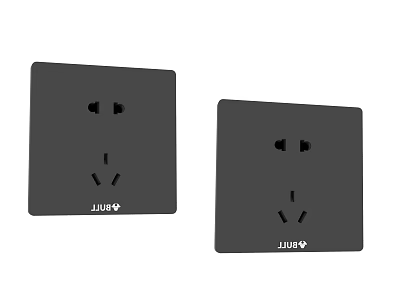 JUJIA Black Two Switch Panels With Electrical Outlets For Home Use 3d model