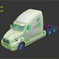 White Modern Semi Truck Tractor Cab with Sleek Exterior and Multiple Wheels