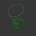 Practical Household Storage Basket With Metal Frame And Wooden Slats