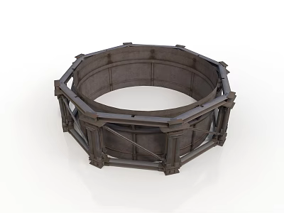 Octagonal Metal Frame Construction Component With Support Beams And Reinforced Design 3d model