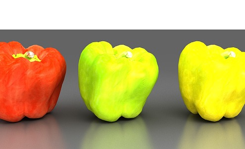 Realistic Sweet Pepper Solanaceae Pepper Green Pepper Yellow Pepper Red Pepper Vegetable 3d model