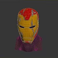Detailed Damaged Iron Man Helmet With Red And Gold Design On Brown Base Gray Background
