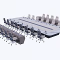 Modern Office Conference Table With Surrounding Ergonomic Chairs In Meeting Setup