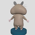 Cute Cartoon Hamster Character With Big Eyes Pink Ears And Whiskers Standing On Blue Base