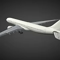 White Passenger Aircraft 3D Model With Extended Wings And Engines