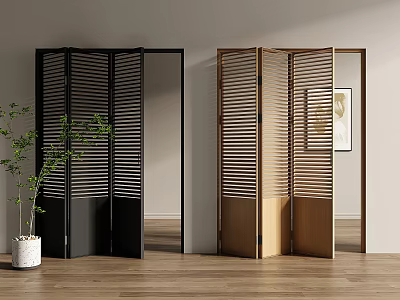 Modern folding door shutter folding door folding door solid wood folding door 3d model