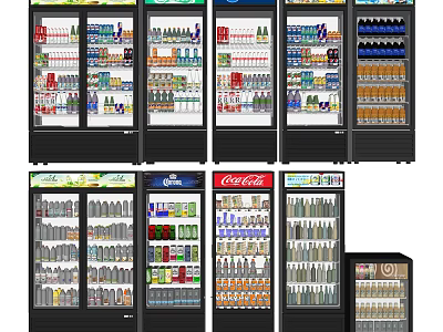 Commercial Glass Door Display Refrigerators For Beverage Storage With Various Models 3d model