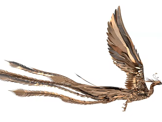 Golden Phoenix pendant decoration 3d model