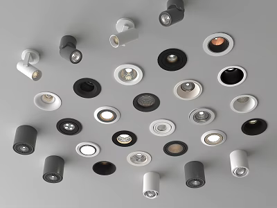 Modern Downlights and Spotlights with Various Styles and Colors for Ceiling 3d model