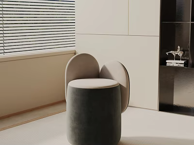 Modern Curved Gray Velvet Side Table In Minimalist Living Room Decor 3d model