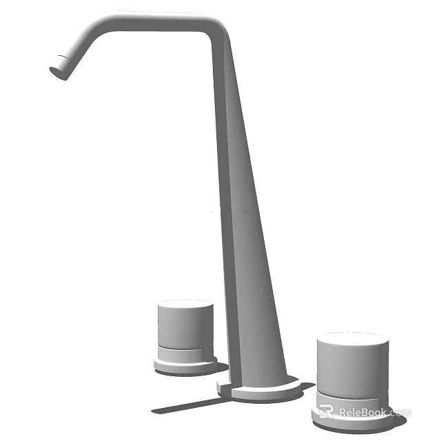 Contemporary Tall Faucet Design Featuring Vertical Column And Dual Cylindrical Bases 3d model 