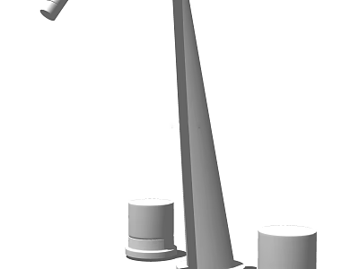 Contemporary Tall Faucet Design Featuring Vertical Column And Dual Cylindrical Bases 3d model