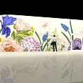 Colorful Floral Mural With Various Flowers Butterfly For Home Decor