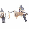 Wooden Playground Equipment With Slides Towers Climbing Elements And Combination Design