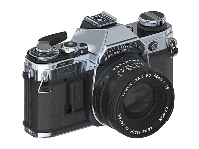 Vintage Canon Digital SLR Camera With Metal Body And 50mm F1.8 Lens 3d model
