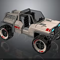 Futuristic Off Road Vehicle Design With Open Cabin Large Tires LED Lights And Red Accents