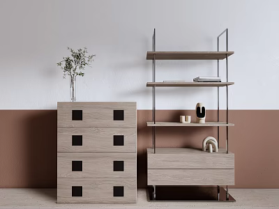 Sideboard Bookcase Bucket Bookshelf 3d model