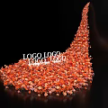 Artistic Floral Installation With Abundant Orange Red Flowers And Elegant Curved Design