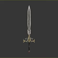 Ornate Medieval Long Sword With Gold Decorative Hilt And Sharp Blade