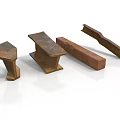 Rusted Metal Industrial Equipment Parts With Various Structural Shapes And Sizes