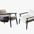 Two Modern Single Sofas With Light Upholstery And Black Wooden Frame 3d model