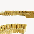 Modern Elegant Curved Yellow Velvet Sectional Sofa with Comfortable Seating Design