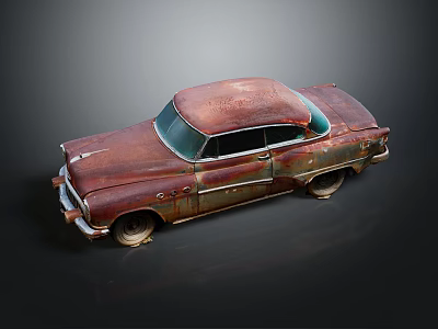 Rusted Vintage Classic Car with Old Retro Design and Weathered Exterior 3d model