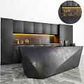 Modern Kitchen Interior With Black Cabinets Island Counter And Ambient Lighting