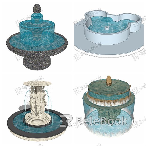 Modern Fountain Fountain Waterscape Candle Bottle Ink Bottle model